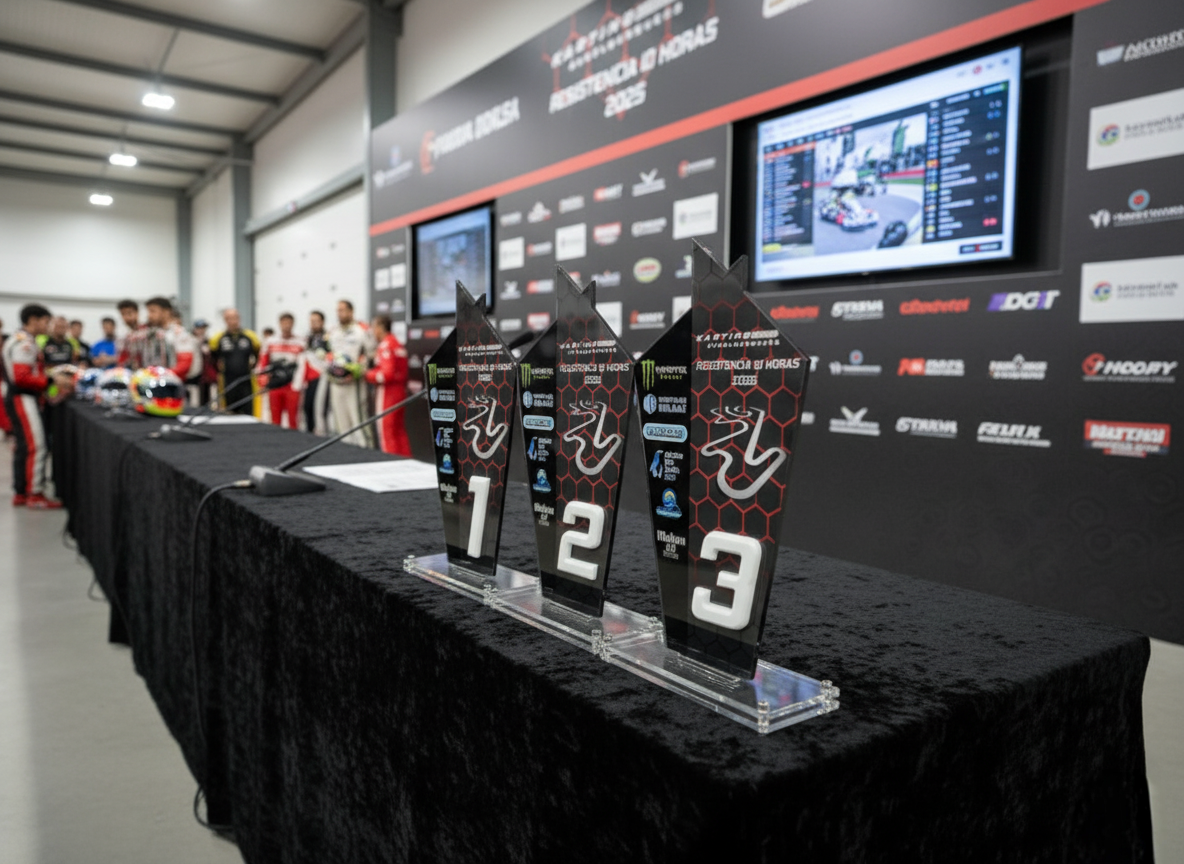 Trofeos del campeonato de resistencia de karting de 10 horas en el circuito Ángel Burgueño